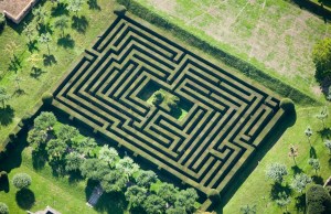 Aerial view of hedge maze